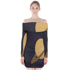 Saturn Ring Planet Space Orange Long Sleeve Off Shoulder Dress by Alisyart