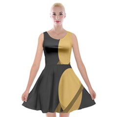 Saturn Ring Planet Space Orange Velvet Skater Dress by Alisyart