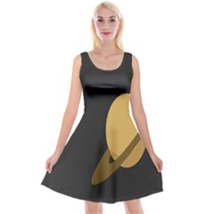 Saturn Ring Planet Space Orange Reversible Velvet Sleeveless Dress by Alisyart