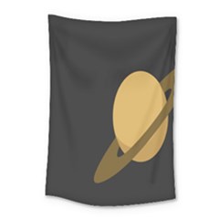 Saturn Ring Planet Space Orange Small Tapestry by Alisyart