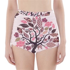 Tree Butterfly Insect Leaf Pink High-waisted Bikini Bottoms
