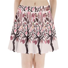 Tree Butterfly Insect Leaf Pink Pleated Mini Skirt