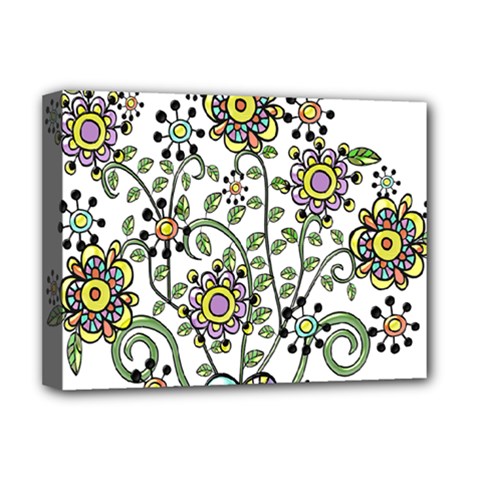 Frame Flower Floral Sun Purple Yellow Green Deluxe Canvas 16  X 12  