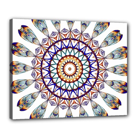 Circle Star Rainbow Color Blue Gold Prismatic Mandala Line Art Canvas 20  X 16  by Alisyart