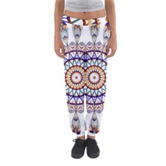 Circle Star Rainbow Color Blue Gold Prismatic Mandala Line Art Women s Jogger Sweatpants by Alisyart