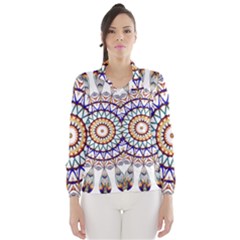 Circle Star Rainbow Color Blue Gold Prismatic Mandala Line Art Wind Breaker (women)