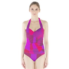 Voronoi Pink Purple Halter Swimsuit by Alisyart