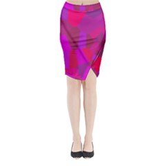 Voronoi Pink Purple Midi Wrap Pencil Skirt