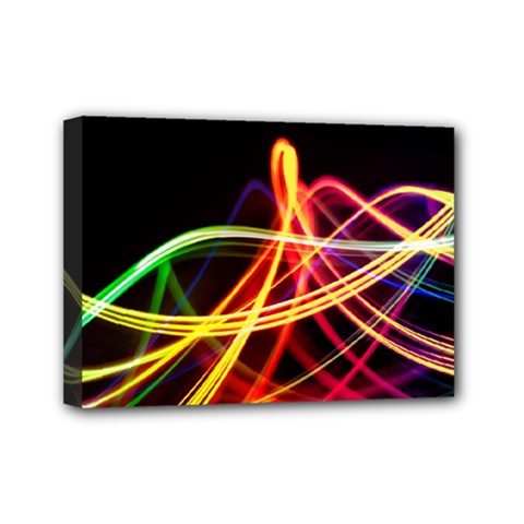 Vortex Rainbow Twisting Light Blurs Green Orange Green Pink Purple Mini Canvas 7  X 5  by Alisyart