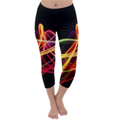 Vortex Rainbow Twisting Light Blurs Green Orange Green Pink Purple Capri Winter Leggings  by Alisyart