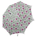 Rose Flower Pink Leaf Green Hook Handle Umbrellas (Small) View2