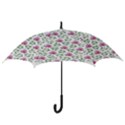 Rose Flower Pink Leaf Green Hook Handle Umbrellas (Small) View3