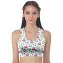 Rose Flower Pink Leaf Green Sports Bra View1