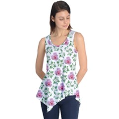 Rose Flower Pink Leaf Green Sleeveless Tunic