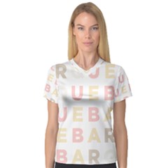 Alphabeth Rainbow Color Women s V-neck Sport Mesh Tee