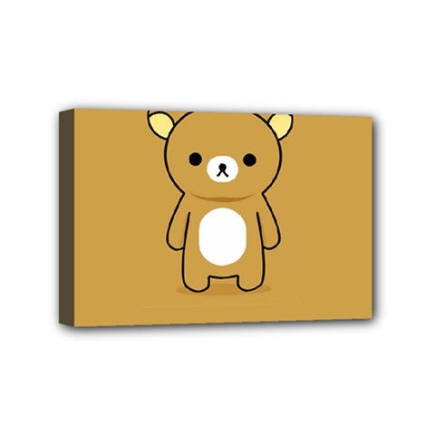 Bear Minimalist Animals Brown White Smile Face Mini Canvas 6  X 4 