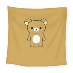 Bear Minimalist Animals Brown White Smile Face Square Tapestry (large)