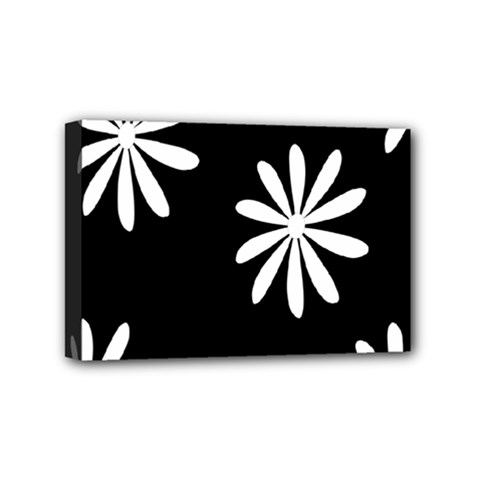 Black White Giant Flower Floral Mini Canvas 6  X 4  by Alisyart