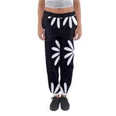 Black White Giant Flower Floral Women s Jogger Sweatpants by Alisyart