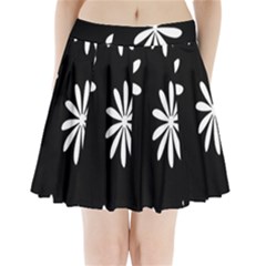 Black White Giant Flower Floral Pleated Mini Skirt by Alisyart