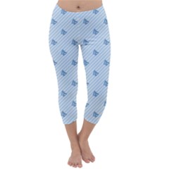 Blue Butterfly Line Animals Fly Capri Winter Leggings  by Alisyart