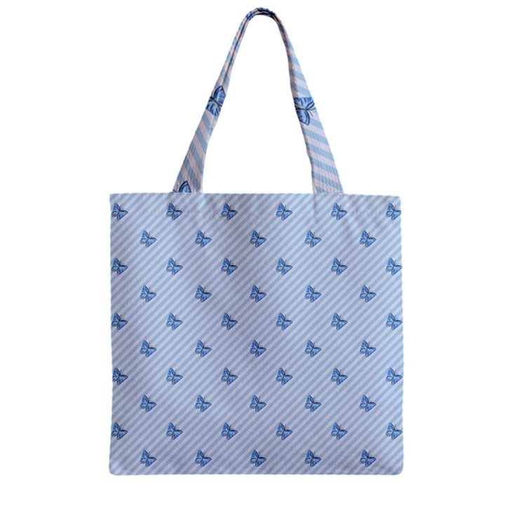 Blue Butterfly Line Animals Fly Zipper Grocery Tote Bag