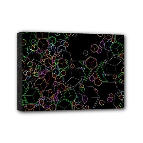 Boxs Black Background Pattern Mini Canvas 7  x 5 