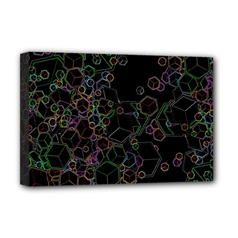 Boxs Black Background Pattern Deluxe Canvas 18  x 12  