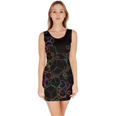 Boxs Black Background Pattern Sleeveless Bodycon Dress