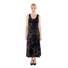 Boxs Black Background Pattern Sleeveless Maxi Dress