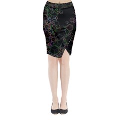 Boxs Black Background Pattern Midi Wrap Pencil Skirt