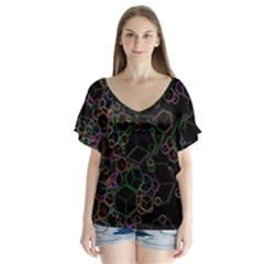 Boxs Black Background Pattern Flutter Sleeve Top