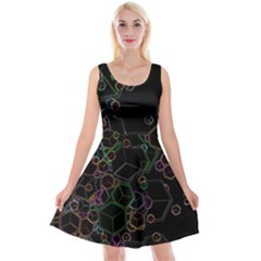 Boxs Black Background Pattern Reversible Velvet Sleeveless Dress