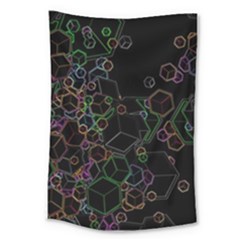 Boxs Black Background Pattern Large Tapestry by Simbadda