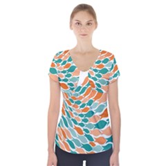 Fish Color Rainbow Orange Blue Animals Sea Beach Short Sleeve Front Detail Top by Alisyart