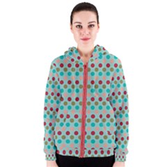 Large Circle Rainbow Dots Color Red Blue Pink Women s Zipper Hoodie