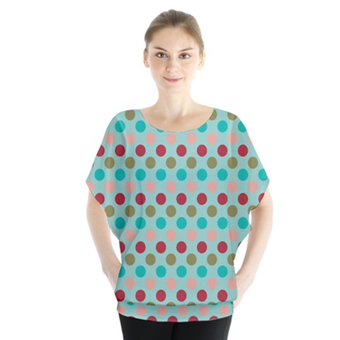 Large Circle Rainbow Dots Color Red Blue Pink Blouse by Alisyart