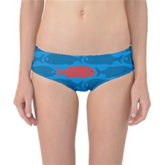 Fish Line Sea Beach Swim Red Blue Classic Bikini Bottoms by Alisyart