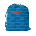 Fish Line Sea Beach Swim Red Blue Drawstring Pouches (XXL) View2