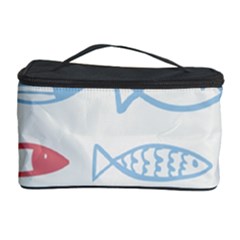 Fish Swim Sea Beach Red Blue White Cosmetic Storage Case by Alisyart