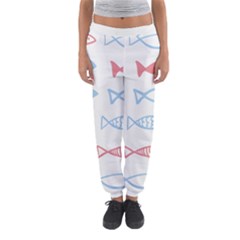 Fish Swim Sea Beach Red Blue White Women s Jogger Sweatpants by Alisyart