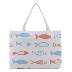 Fish Swim Sea Beach Red Blue White Medium Tote Bag by Alisyart