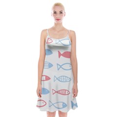 Fish Swim Sea Beach Red Blue White Spaghetti Strap Velvet Dress by Alisyart