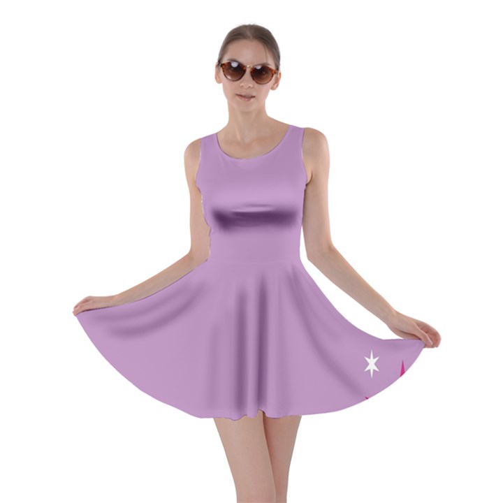 Purple Flagred White Star Skater Dress