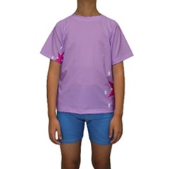 Purple Flagred White Star Kids  Short Sleeve Swimwear by Alisyart