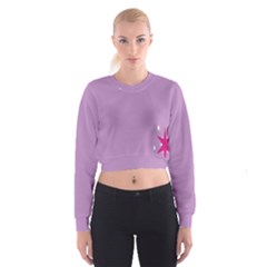 Purple Flagred White Star Women s Cropped Sweatshirt by Alisyart