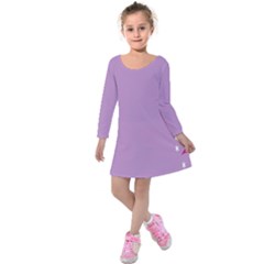 Purple Flagred White Star Kids  Long Sleeve Velvet Dress