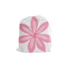 Pink Lily Flower Floral Drawstring Pouches (medium) 