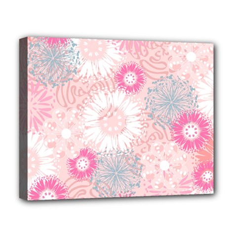 Flower Floral Sunflower Rose Pink Deluxe Canvas 20  X 16  