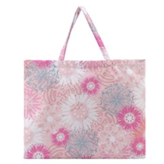 Flower Floral Sunflower Rose Pink Zipper Large Tote Bag by Alisyart